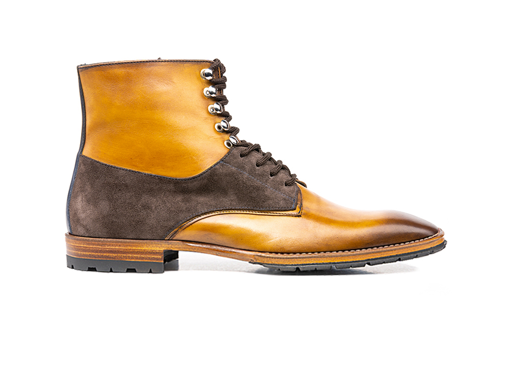 tan calf crust coffe suede leather men ankle boot