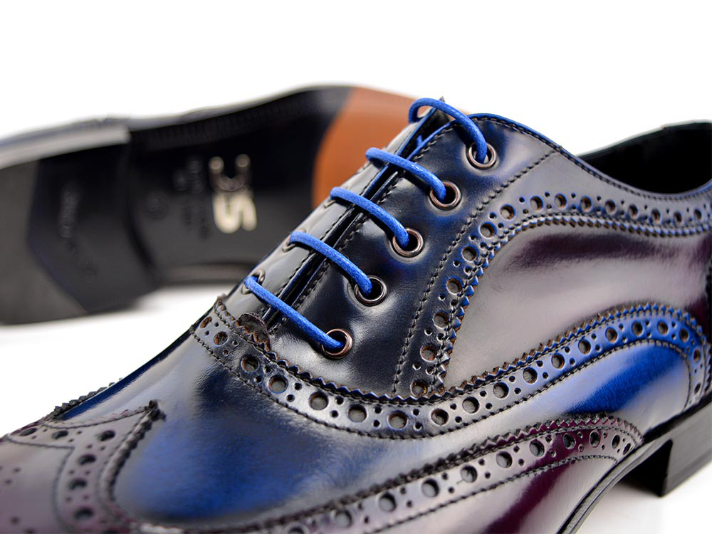 Skilled Transport Classification Blue Purple Polished Leather Men Oxford Wing Brogue | DIS