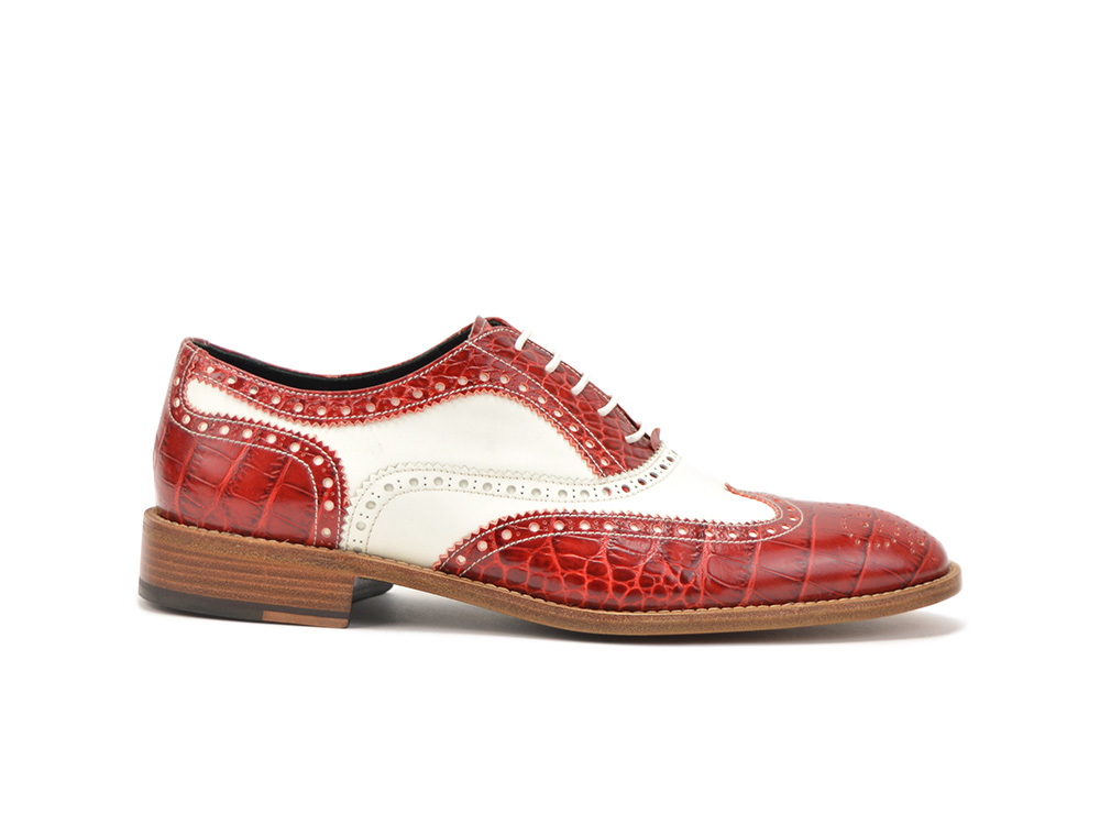 Red Crocodile Leather Men Oxford Wing 