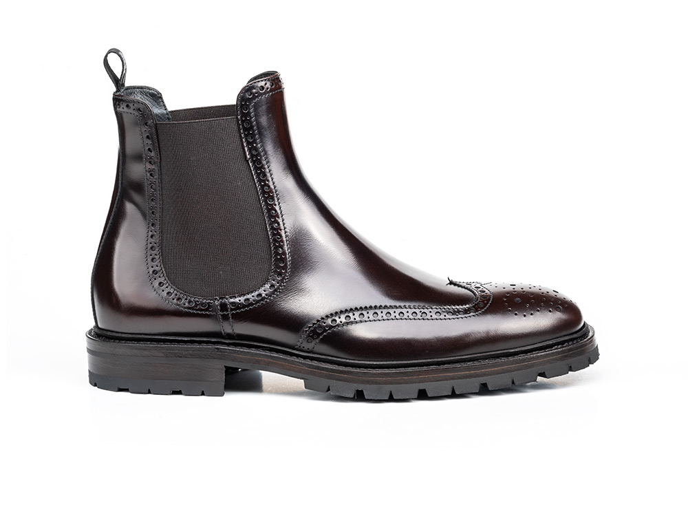 coffee polished leather men chelsea boot