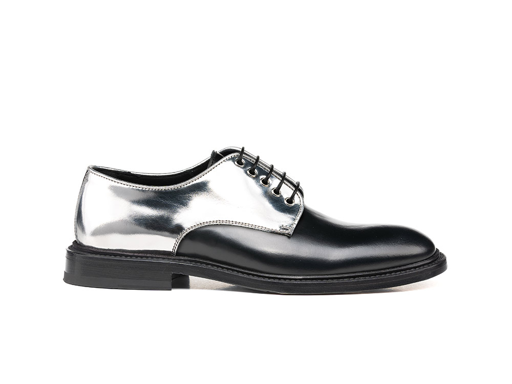 scarpe donna derby nero argento